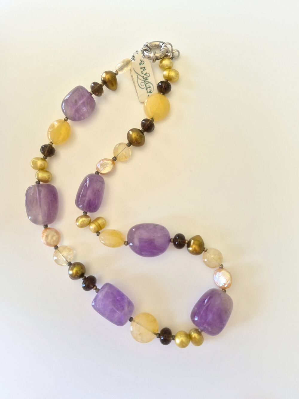 Alexander Kalifano Cultured Pearl Amethyst and Agate Bead Necklace